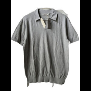NEW Collars & Co Pure Cotton Polo Knit Gray Shirt Men's Small Short Sleeve Golf